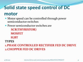 Speed control of dc motor conventional methods and solid state control ...
