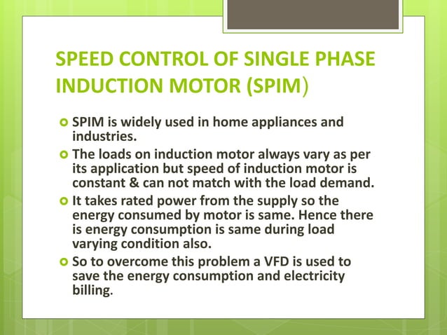 Speed control of single phase induction motor with variable frequency ...