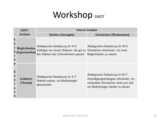 Workshop SWOT




                  




  Matthias Pohle, Sven Krause   30
 