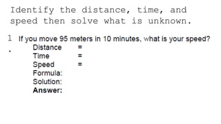 Speed, Distance and Time for Grade 6 Learners | PPTX