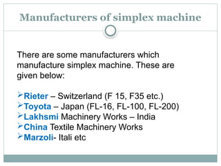 Comprehensive Overview of Simplex/Roving Frame and Speed Frame ...