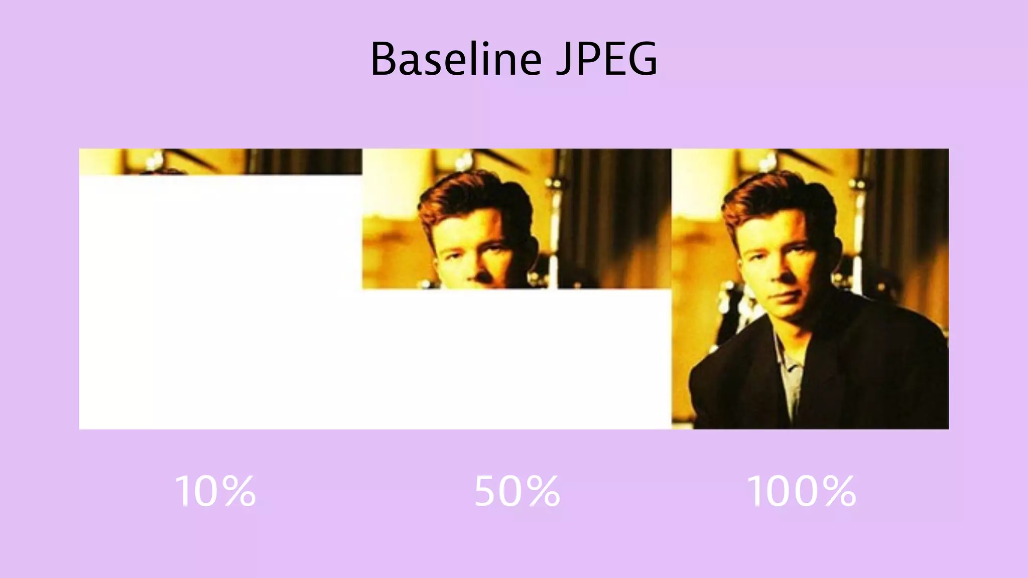 Baseline JPEG
10% 50% 100%
 