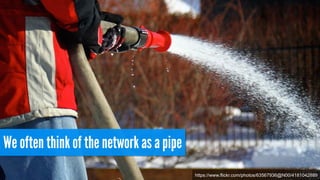 We often think of the network as a pipe 
https://www.flickr.com/photos/63567936@N00/4181042889 
 