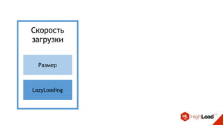Скорость
загрузки
Размер
LazyLoading
 
