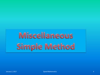 January 2, 2017 4Speed Mathematics
 