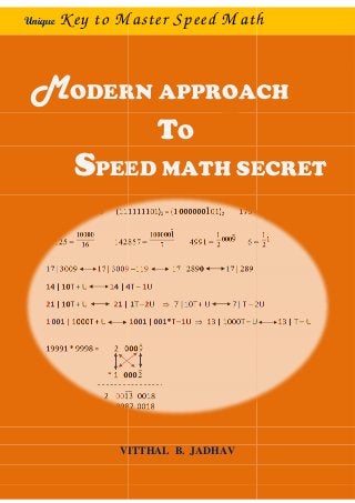 Unique Key to Master
MODERN APPR
SPEED MATH SECRET
VITTHAL
to Master Speed Math
ODERN APPROACH
TO
PEED MATH SECRET
VITTHAL B. JADHAV
Math
ACH
PEED MATH SECRET
 
