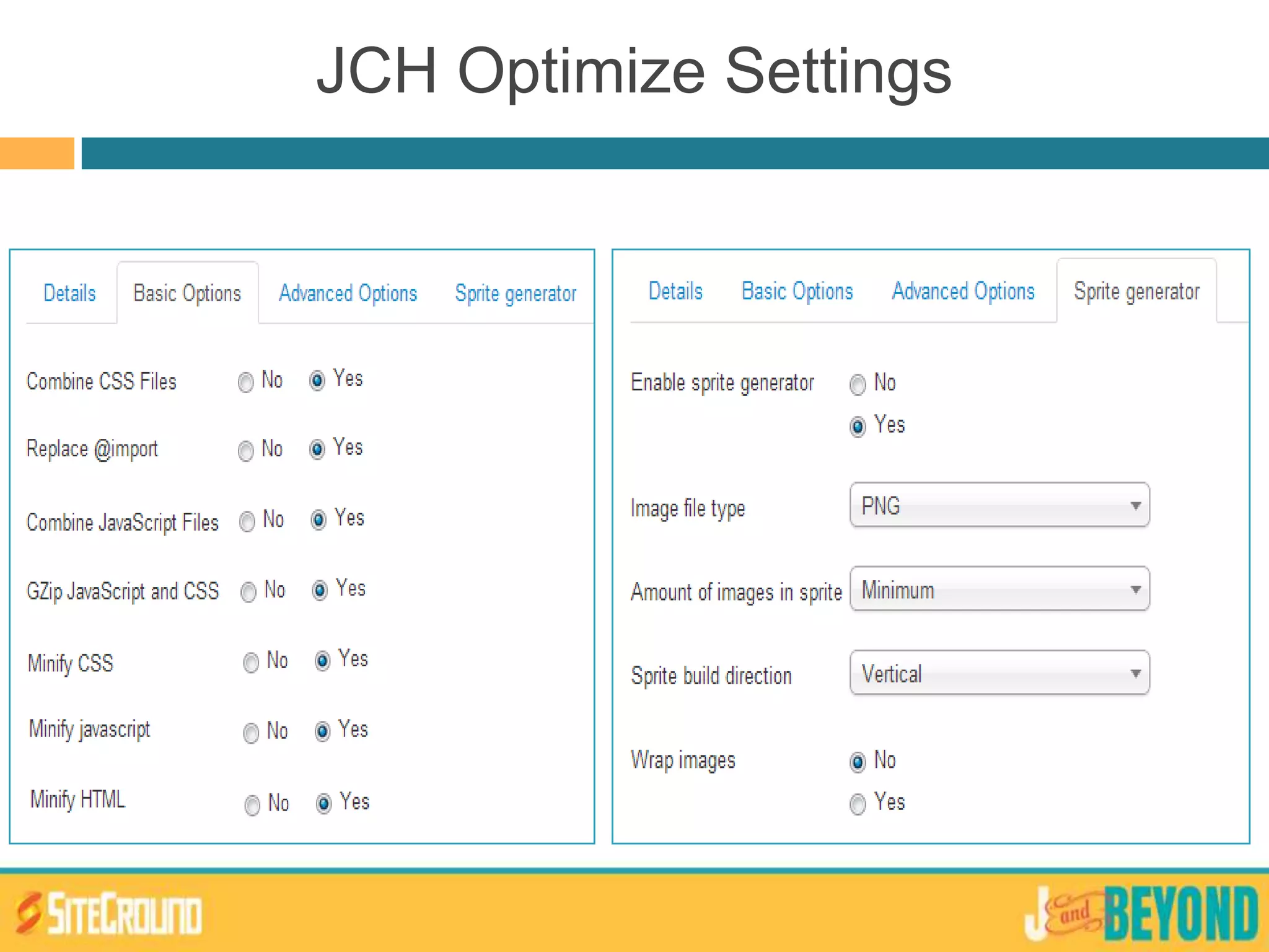 JCH Optimize Settings
 