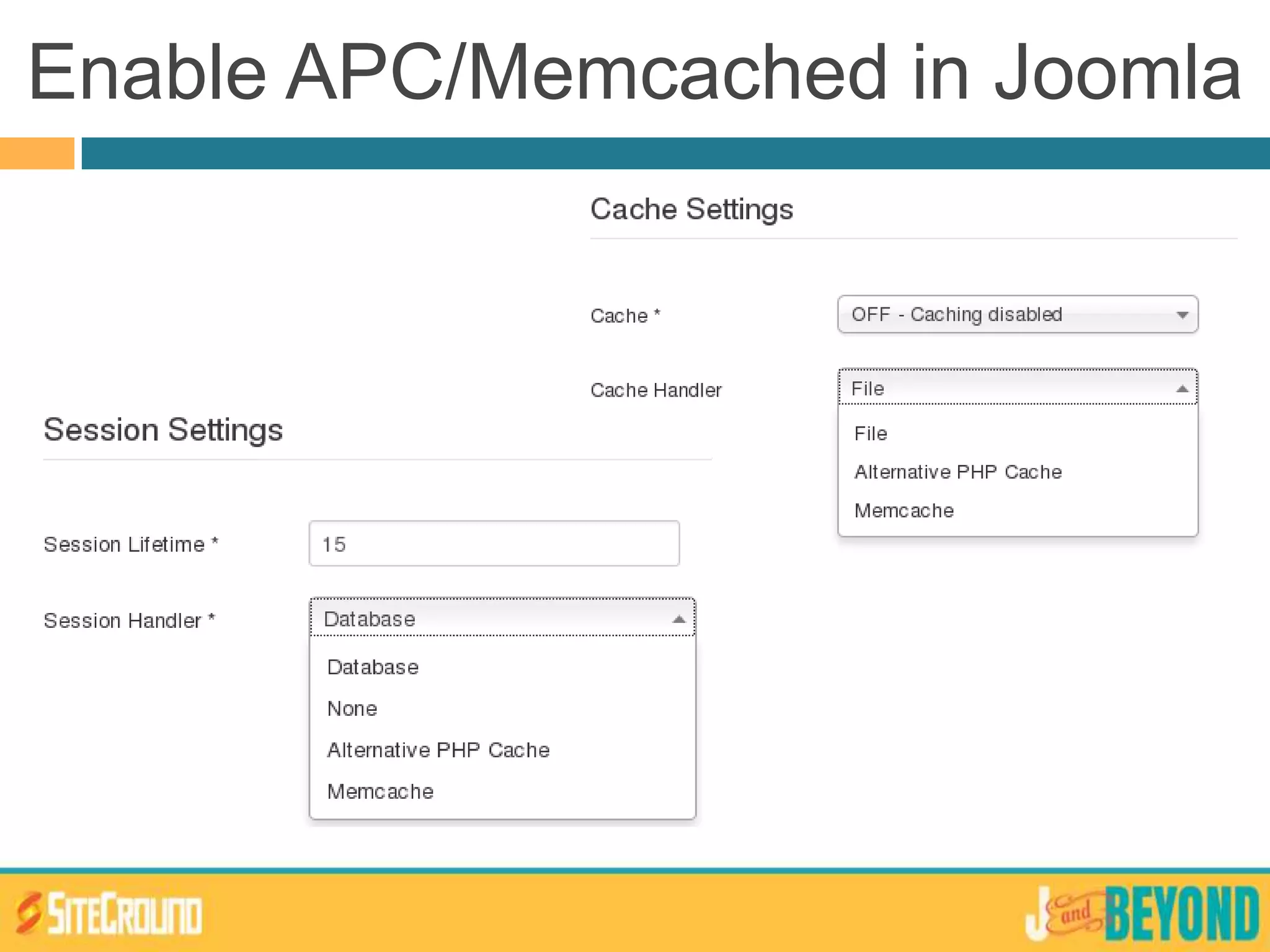 Enable APC/Memcached in Joomla
 