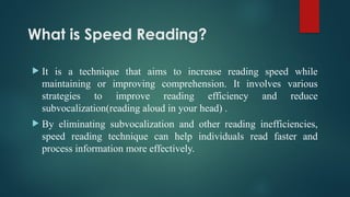 Speed Reading lecture that help students to learn English | PPTX