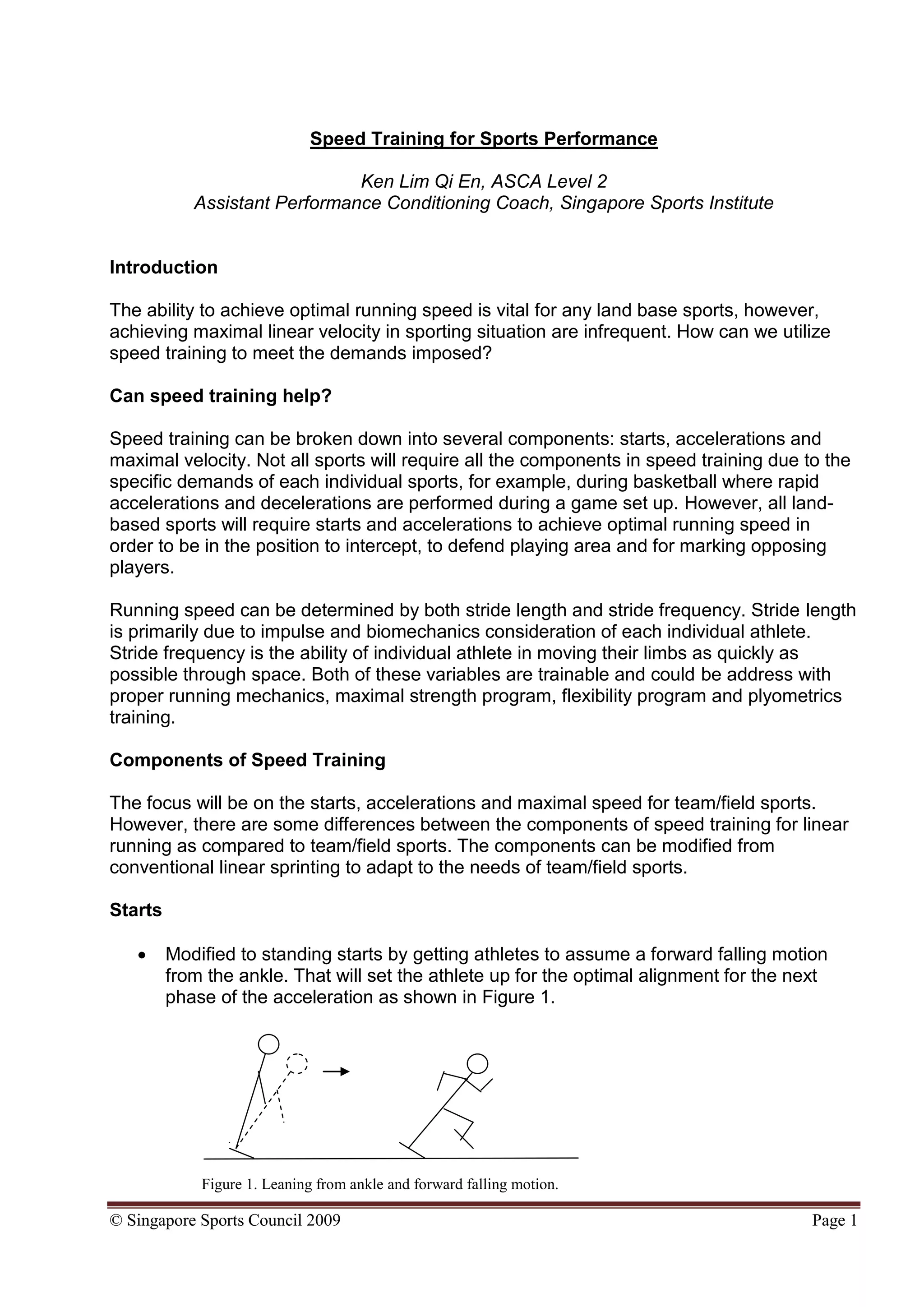 Speed Training For Sports Performance | PDF
