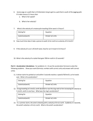 Determining Speed Velocity Worksheet Answers Unique Calculating Speed Time  Distance and Accelerati…
