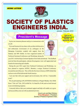 Spe India Newsletter, Jan Feb, 2012