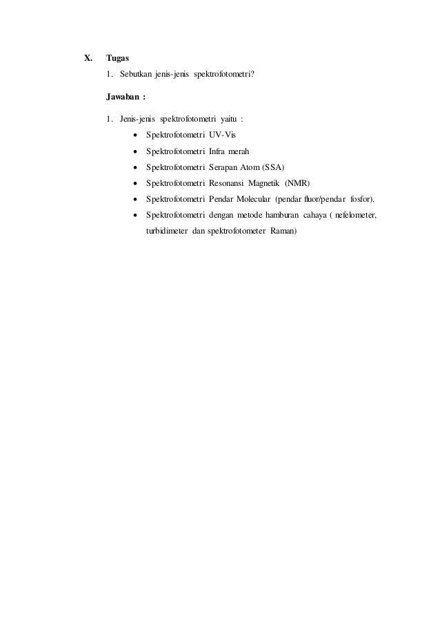 Contoh Soal Dan Jawaban Spektrofotometri Uv Vis Jawaban Soal