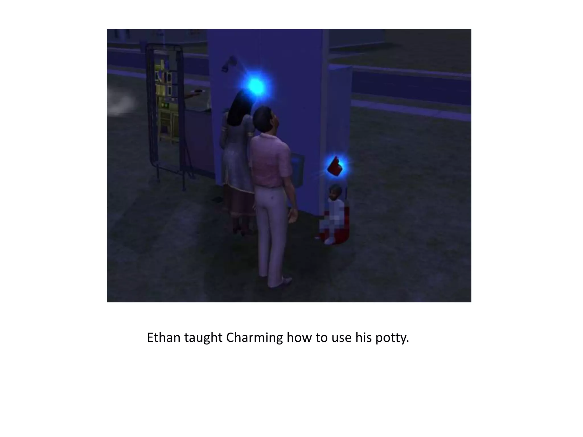 Ethan taught Charming how to use his potty. 