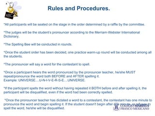 SPELLIN BEE RULES FOR MIDDLE SCHOOL AND ELEMENTARY .pptx