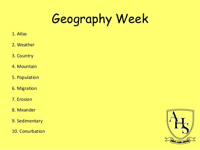 Spelling challenge Geography Week