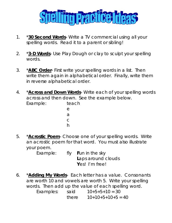 Spelling Ideas