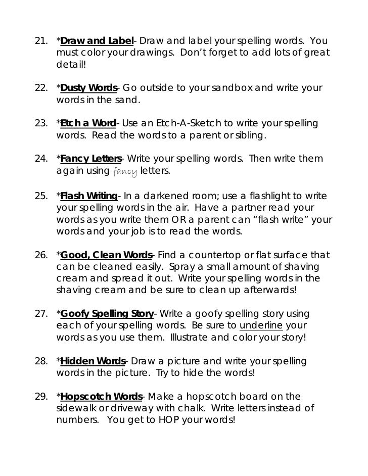 Spelling ideas