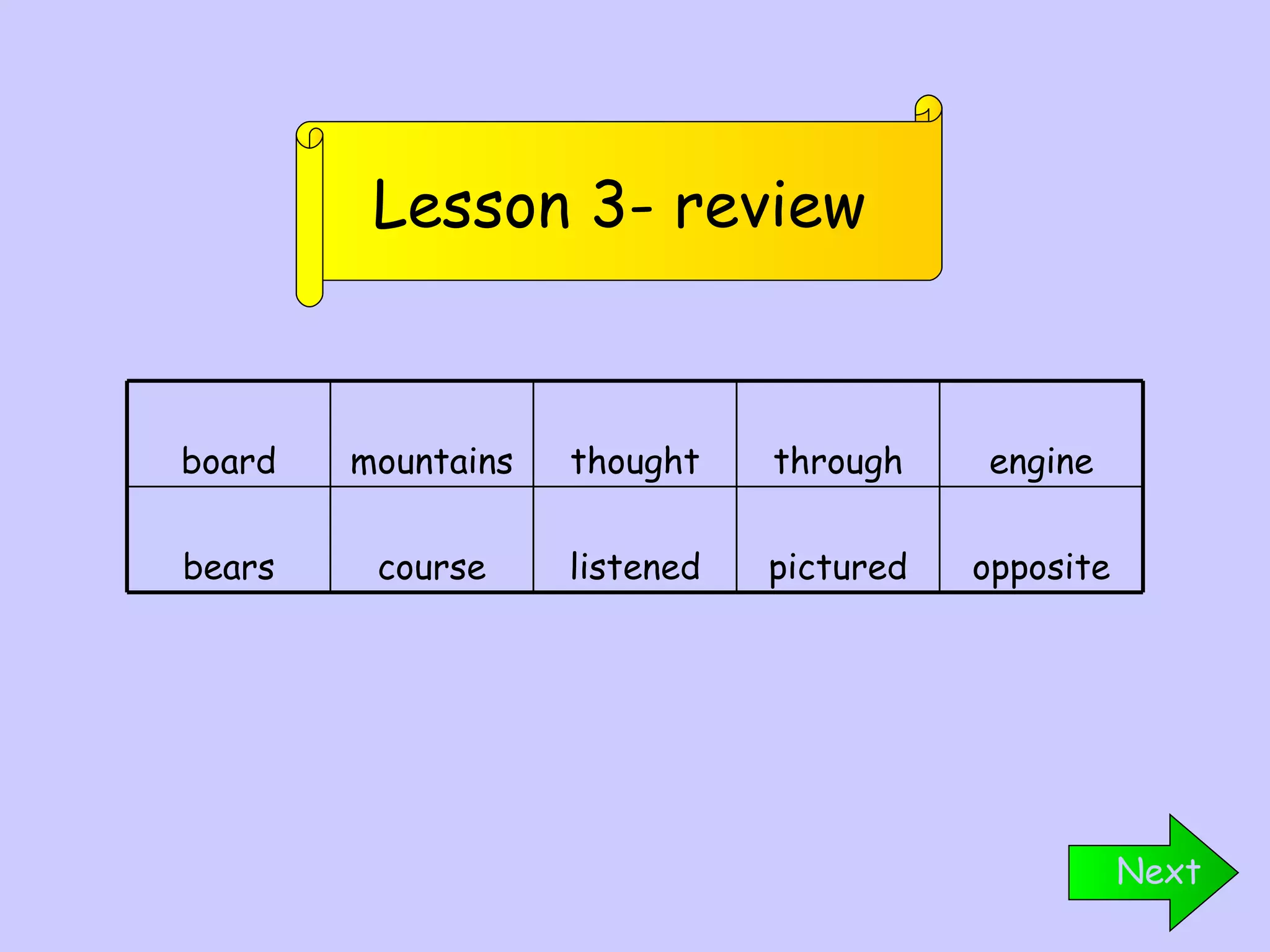 Next Lesson 3- review board mountains thought through engine bears course listened pictured opposite 