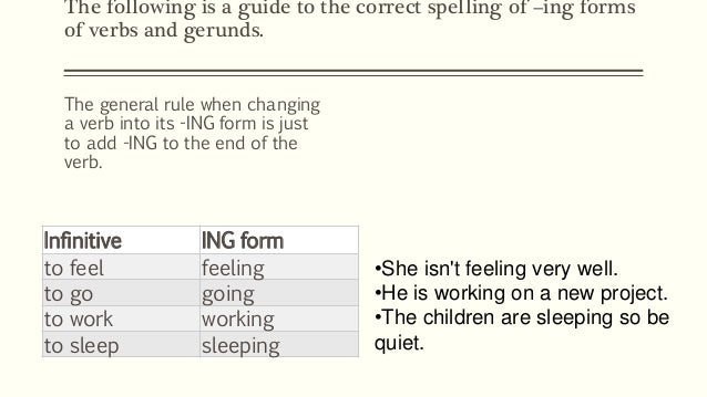 Spelling rules ing