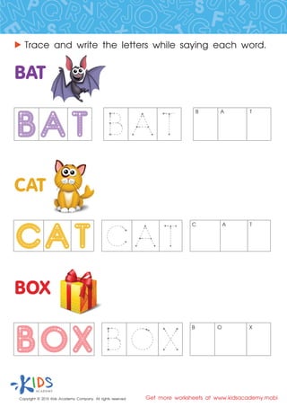 Spelling Worksheets Kindergarten