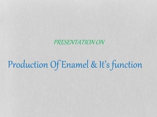 PRESENTATION ON
Production Of Enamel & It’s function
 