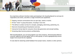 Our proprietary software interface makes participating in the Sounding Boards fun and easy for
respondents and clients, an...