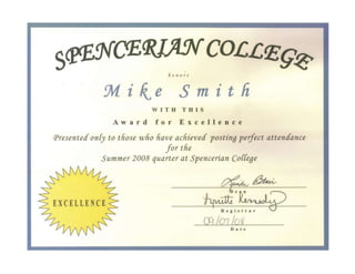 Award for Excellence - Summer 2008