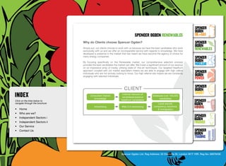 SpenceR
                                                                                                                                     SpenceR
                                                                                                                                     Ogden
                                                                                   spenceR Ogden renewables                          OIL+GAS
                                  Why do Clients choose Spencer Ogden?                                                               SpenceR




                                Ogden
                                                                                                                                     Ogden
                                  Simply put, our clients choose to work with us because we have the best candidates who work
                                  exclusively with us and we offer an incomparable service with regards to knowledge. We have
                                                                                                                                     RENEWABLES
                                  developed a presence in the market that has meant we have become the agency of choice for
                                  many energy companies.
                                                                                                                                     SpenceR
                                  By focusing specifically on the Renewable market, our comprehensive selection process              Ogden
                                  provides the best candidates the market can offer. We invest a significant amount of our revenue   Nuclear
                                  on an impressive array of media, utilising state-of -the-art techniques. Our targeted headhunt

                                Filling the energy skills gap ®                                                                      SpenceR
                                  approach coupled with our market specialism means we are able to engage with high calibre
                                  individuals who are not actively looking to move. Our high referral rate means we are constantly
                                  engaging with talented individuals.                                                                Ogden
                                                                                                                                     POWER
                                                                                                                                     SpenceR
                                                                         client                                                      Ogden
                                                                       Internal network of                                           SMART
                                        Consultant market                                            Database over 150,000
                                                                       candidates/passive
                                           knowledge                                                      candidates
Click on the links below to                                           headhunt candidates
                                                                                                                                     SpenceR
navigate through the brochure                                                                            Local payroll,              Ogden
•	 Home
                                            Advertising                Web 2.0 networking             compliancy solutions
                                                                                                         & immigration
                                                                                                                                     MINING
•	 Who are we?
•	 Independent Sectors i
                                                                                                                                     SpenceR
                                                                                                                                     Ogden
•	 Independent Sectors ii 	                                                                                                          FINANCE
•	 Our Service	
•	 Contact Us	                                                                                                                       SpenceR
                                                                                                                                     Ogden
                                                                                                                                     TRADING


                                                                      Spencer Ogden Ltd. Reg Address: 33 Charlotte St, London W1T 1RR. Reg No: 06979438
 