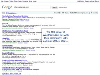 The SEO power of WordPress.com lies with their community. Let’s pick one of their blogs... 