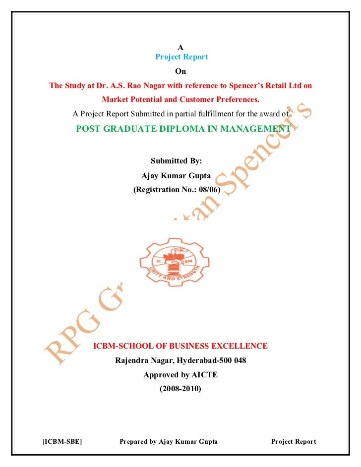 spencers retail ltd project report summer internship project project report format for business