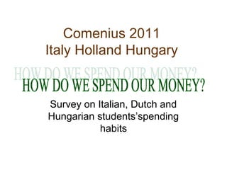 Comenius 2011
Italy Holland Hungary


Survey on Italian, Dutch and
Hungarian students’spending
           habits
 