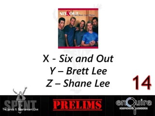 X - Six and Out
Y – Brett Lee
Z – Shane Lee
 
