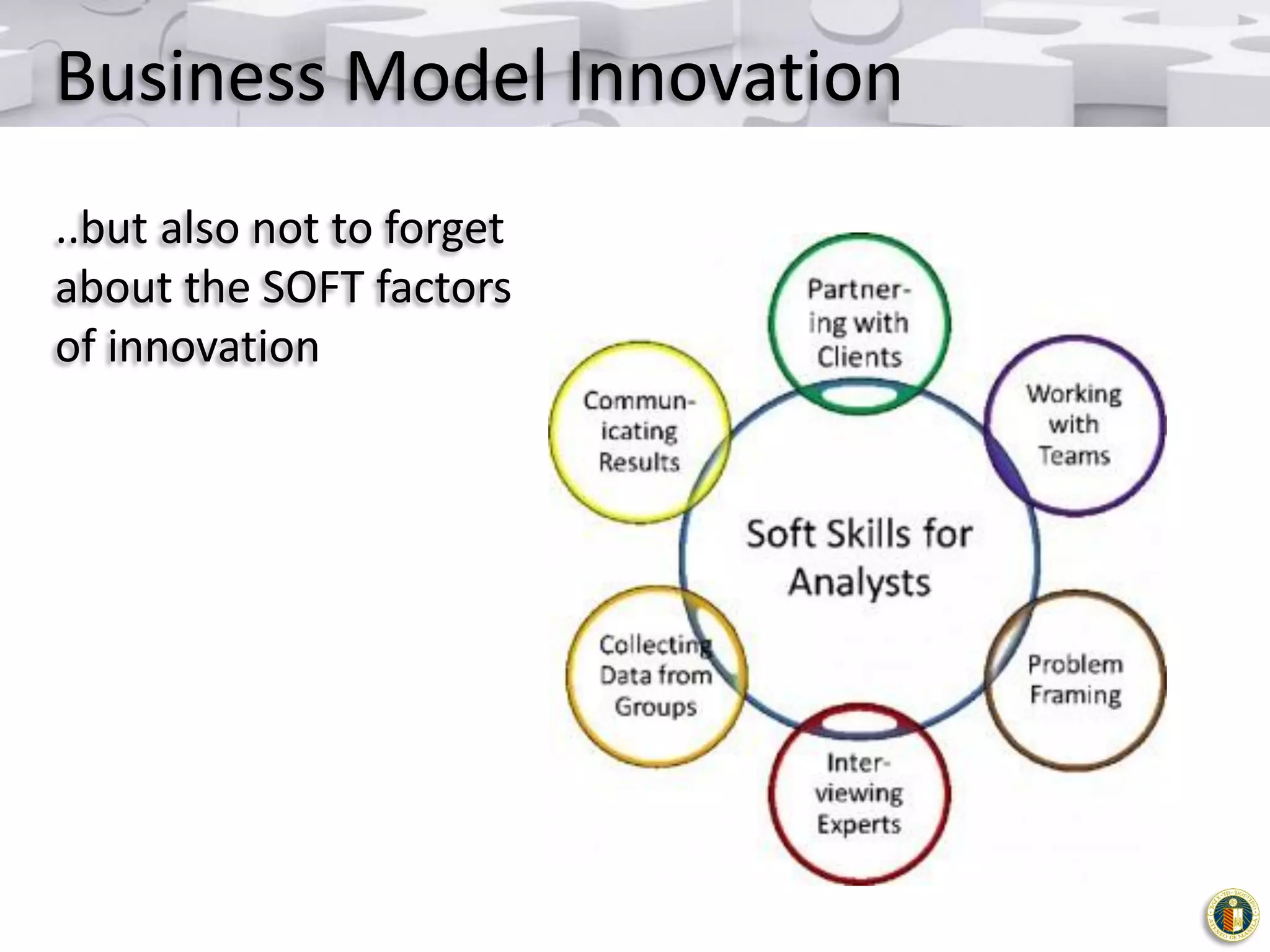 Business Model Innovation
..but also not to forget
about the SOFT factors
of innovation

 