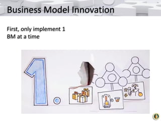 Business Model Innovation
First, only implement 1
BM at a time

 