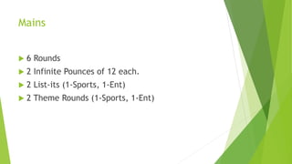 The YouTube links for video questions
can be found in the presentation
transcript. The title of the video may
contain answers.
 