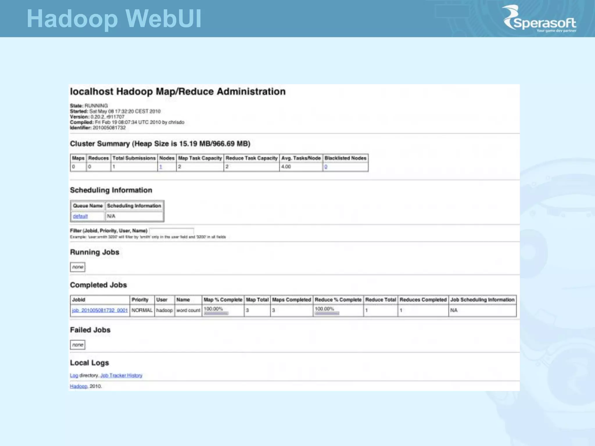 Hadoop WebUI
 