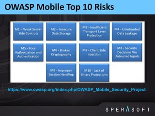OWASP Mobile Top 10 Risks
https://www.owasp.org/index.php/OWASP_Mobile_Security_Project
 