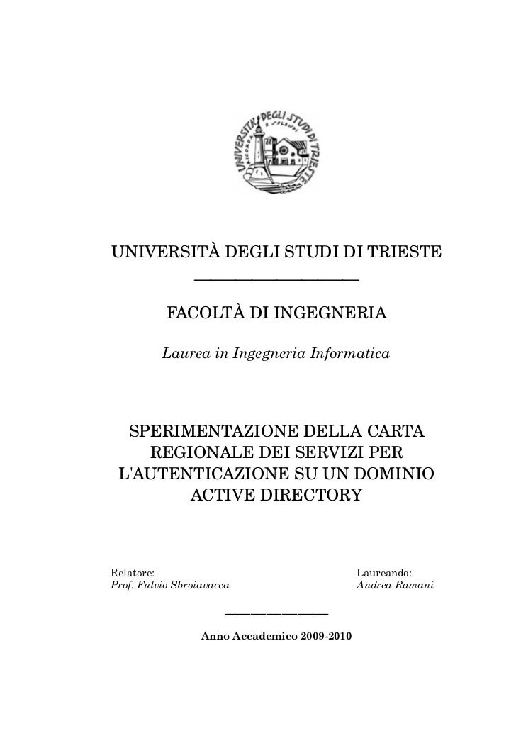 Sperimentazione Della Carta Regionale Dei Servizi Per L
