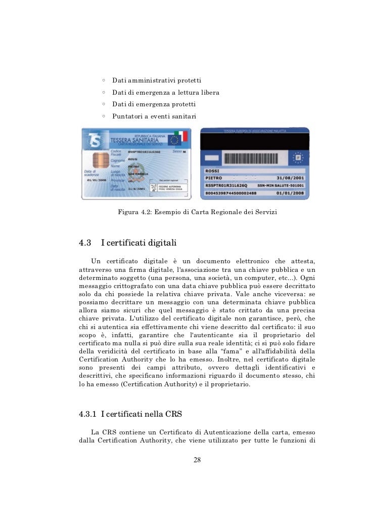 Sperimentazione Della Carta Regionale Dei Servizi Per L