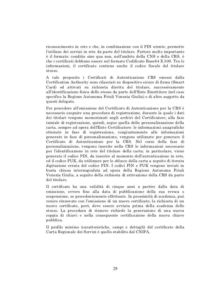 Sperimentazione Della Carta Regionale Dei Servizi Per L