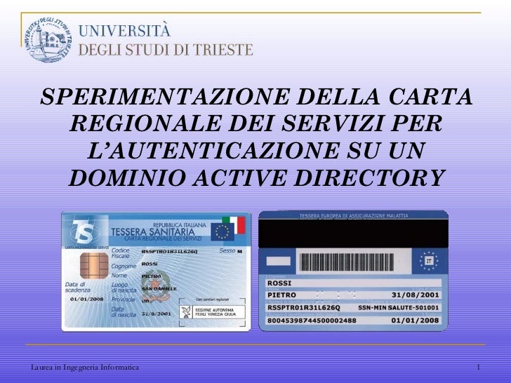 Sperimentazione Della Carta Regionale Dei Servizi Per L