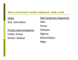 Delivery systems designed to meet the needs of women and the poor