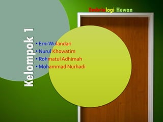 • ErniWulandari
• Nurul Khowatim
• Rohmatul Adhimah
• Mohammad Nurhadi
Embriologi Hewan
 