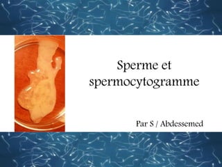 Sperme et
spermocytogramme
Par S / Abdessemed
 