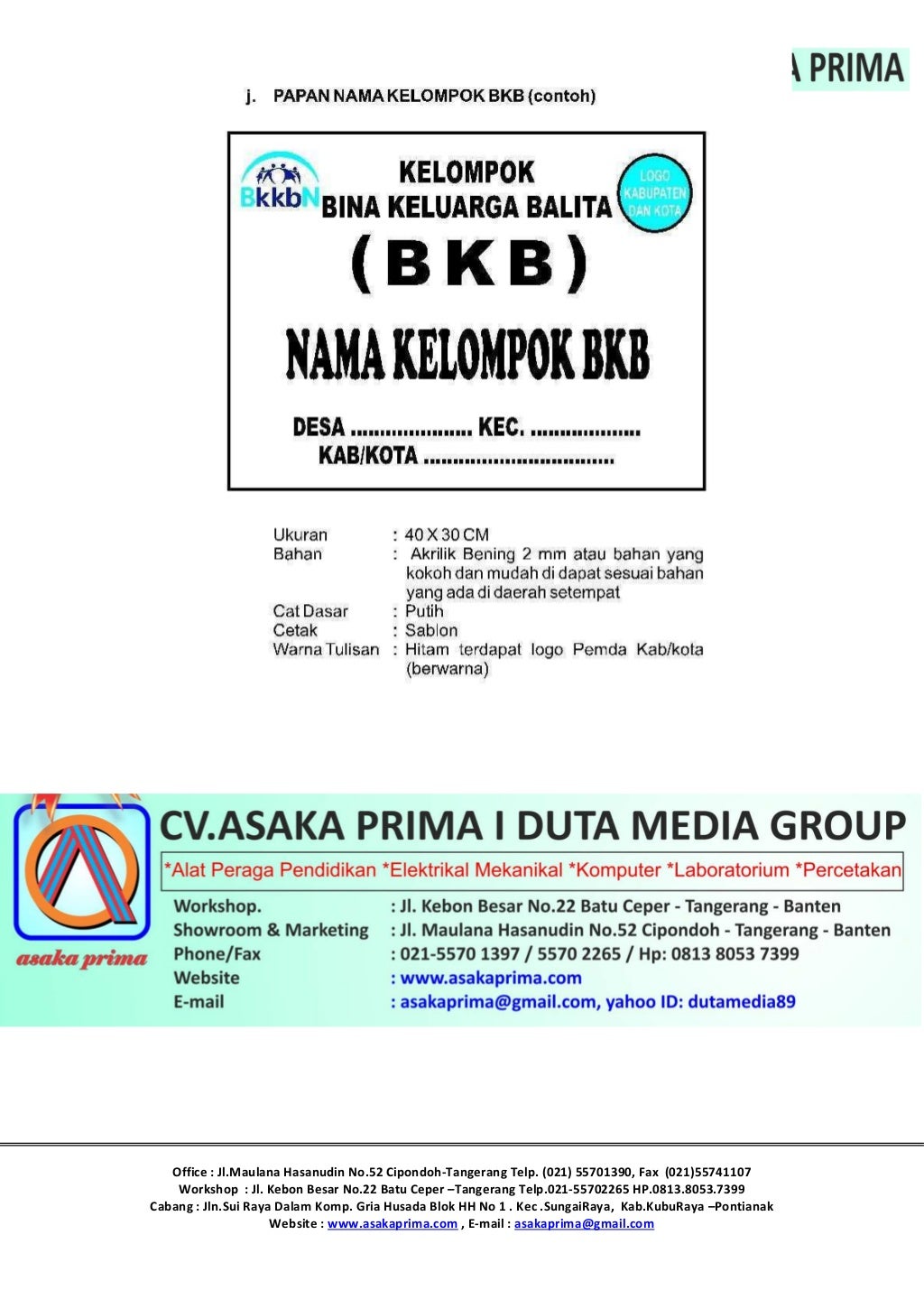 Spesifikasi teknis bkb kit dak bkkbn 2015