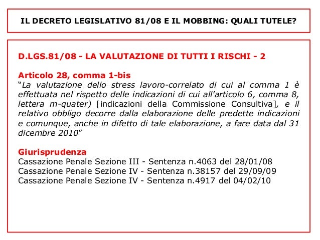Il Decreto Legislativo 81 08 E Il Mobbing Quali Tutele Marco Spez