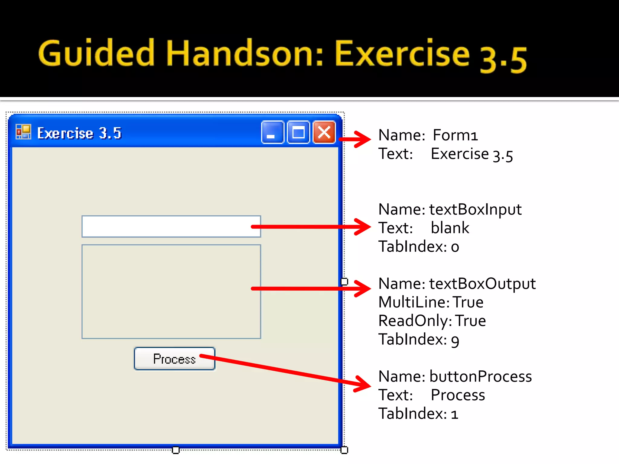 Problem solvingRecall: Console Program for Exercise 2.1       Your Input: 3       Output: 3  3  3  3  3How do we do for WinForm App?