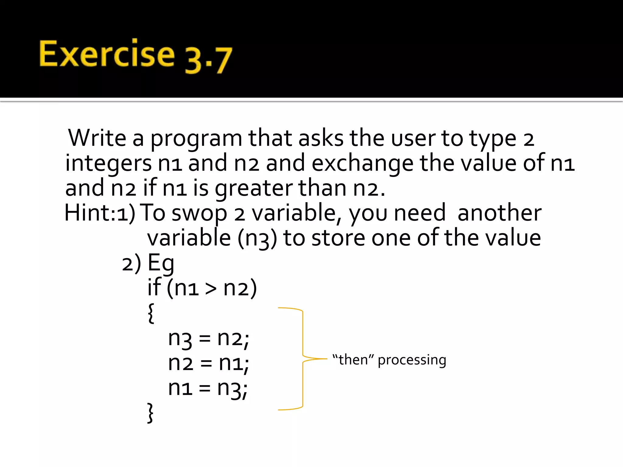 Exercise 3.6Output: