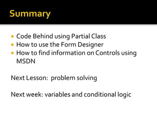 An Example: Web BrowserCreate the GUIProgram the code (code behind)